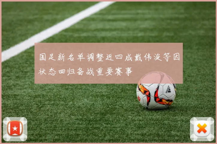 国足新名单调整近四成戴伟浚等因状态回归备战重要赛事
